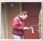 Here's Dale at the very first house of our very first petition run.