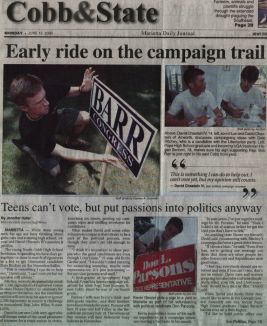 June 12, 2000 - Marietta Daily Journal - Cobb & State, page 1B (click to enlarge)